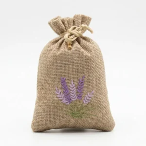 Sachet de lavandin brodé en jute